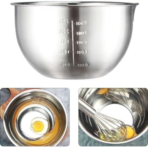 Universal Large Capacity Stainless Steel Mixing Bowl Stackable Baking Cooking Dishwasher Safe Professional Round With Scale