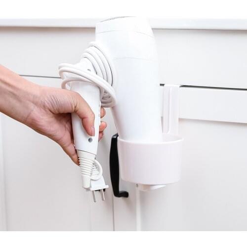 Bathroom Hair Dryer Stand Organizer Hairdryer Holder Rack Portable Door Hook Ring Plastic For Home Tool Hotel Dormitory Shelves