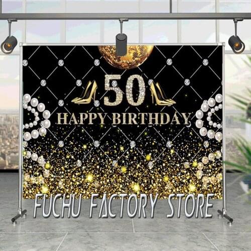 Adults Birthday Party Backdrop 40 Years Old Woman Man 40th Birthday Photography Background Black Photo Studio Props Vinyl