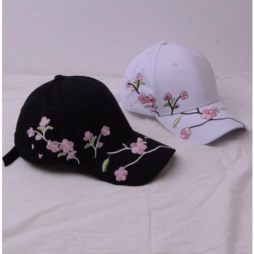 Women Flower Embroidery Baseball Cap Female Summer Wild Sunshade Cap Curved Hat