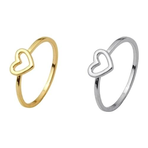 DoreenBeads Woman Fashion Minimalist Gold Silver Color Hollow Heart Shaped Wedding Rings Love Finger Ring For Best Friends 1 Pc