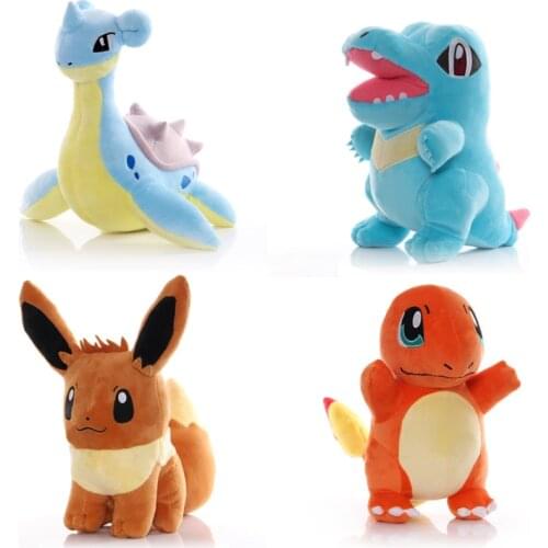 1Pcs 35cm Eevee Totodile Lapras Charmander Plush Toys Dolls Kawaii Clip Soft Stuffed Peluches Gifts for Kids