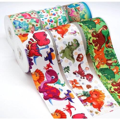 10 Yards Dinosaur Dino dinosaur Sauropoda Printed Grosgrain Ribbon For Hair Bows DIY Crafts Handmade Accessories 46667