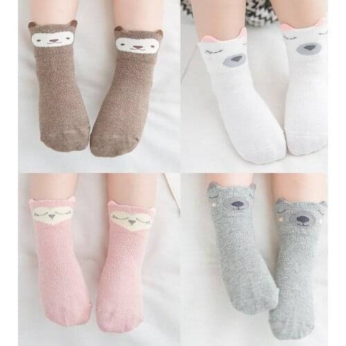 3 /Pairs 2019 Autumn And Winter New Pattern Cartoon Baby Socks Three-dimensional Ears Baby Girls Boys Full Cotton Children Socks