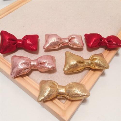 7cm 8pcs/lot Bright skin bow DIY Tie Shaped Appliques Satin Ribbon Bow Appliques Craft DIY Childrens hair clips