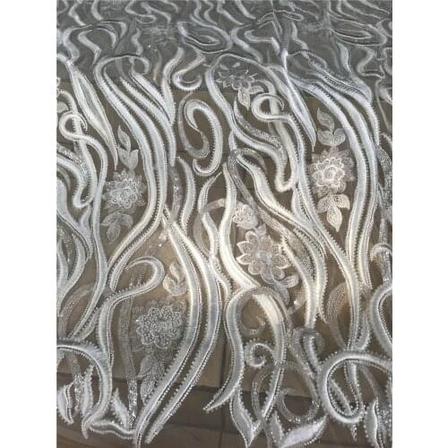 Bestway African Lace Fabric wtih beads Nigerian Party ZH-668887 Dress Sewing Material Beaded Sequin Embroidery French