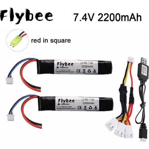 Tamiya 7.4V 2200mAh 2S 40C Water Gun Li-po Battery with Charger for Mini Airsoft Gun RC Quadcopters Cars Boats Toys Guns #103mm