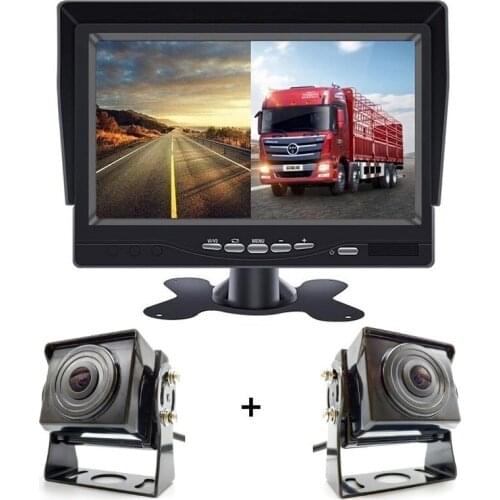 2020 Update car DVR, 7 Inch HD 1024x600P IPS Screen AHD Car Monitor With 2 Channels for Truck Van Bus Parking Camera System