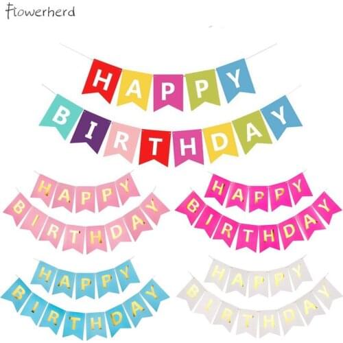 16*20cm DIY Large Bronzing Happy Birthday Fishtail Banner Birthday Decoration Party Supplies Background Baby Shower Decorations