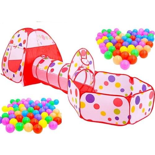 Childrens Play House Toy Indoor Outdoor Crawling Tunnel Tent 3 PC Set Ocean Ball Pool Baby Playpen Fence PlayPen
