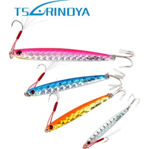 Tsurinoya Jig 20g 30g 45g 60g Jigging Metal Spoon Bait Deep Water Isca Artificial Bait Treble Hook Boat Fishing Lures Pesca