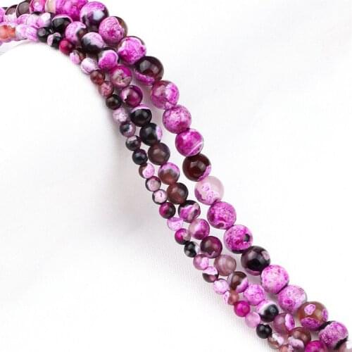 Handmade Smooth Rose Red Fire Agates Natural Stone 8/6/4mm Round Loose Bead For DIY Bracelet Charm Jewelry Making Accessories