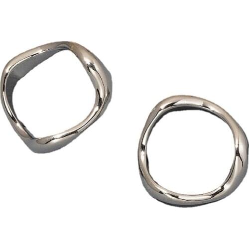 2 Pieces/ Set 2021 Ins Trendy Rhodium Polished Metal Irregular Minimalism Finger Rings Korean Fashion Women Men Party Jewelry