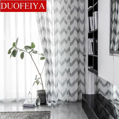 1Piece Short Sheer Curtains Wavy Stripe Jacquard Drops Grommet Eyelets Thread Fabric For Bedroom Windows Simple Tulle