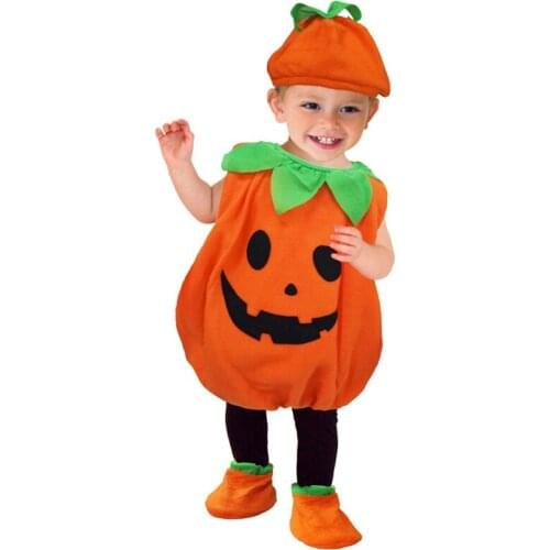 Cosplay Pumpkin Toddler Baby Kid Pumpkin Print Sleeveless Jumpsuits Halloween Romper