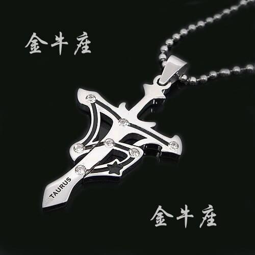 Twelve constellation TAURUS couplesl Cross 316L Stainless Steel pendant necklaces necklace jewelry wholesale