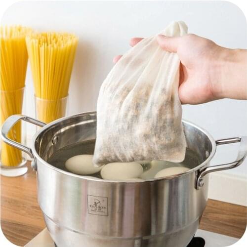 Cotton Cloth Bag Locking Spice Strainer Mesh Filter Chinese Medicine Herbal Ball Kitchen Cooking Tools Colander Soup Tea Bag 1Pc
