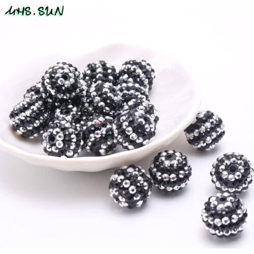 MHS.SUN kids jewelry accessories 18mm/20mm/22mm chunky rhinestone resin beads loose round ball beads bubblegum stripe bead 50pcs