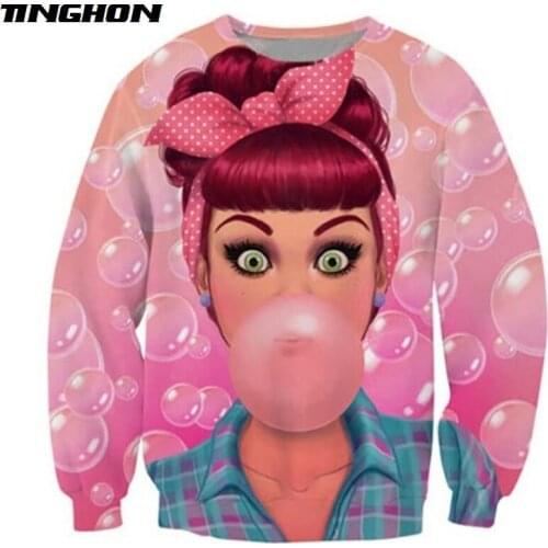 Fashion Womens/Mens Adorable rockabilly pinup girl Funny 3D Print Crewneck Sweatshirt Jumper Women/Men Fashion Clothing S-7XL