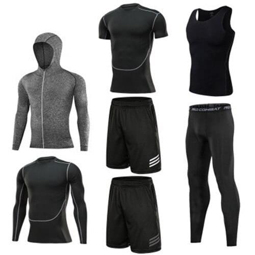 7 Pcs/ Set Men Tracksuit Gym Fitness Compression Sports Suit Clothes Running Jogging Sport Wear Exercise Workout Tights