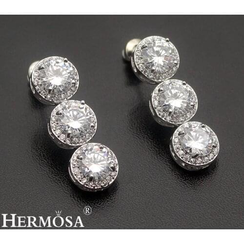 Latest Shiny Gift Hermosa Jewelry White Round Drop Earrings 30mm Pretty Women Party Dresses Up Jared Jewelry
