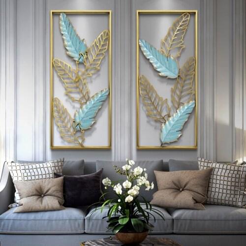 New Chinese Style Hanging Decoration Metal Bedroom Living Room Wall Decor Wrought Iron Household Feather Wall Hanging Decor