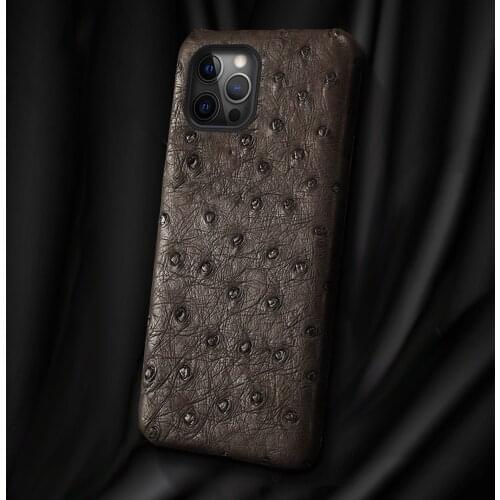 Original ostrich skin Phone Case for iPhone 12 Pro Max 12 mini 11 Pro Max X XS Max XR 8 Plus 7 Plus SE 2020 luxury leather Cover