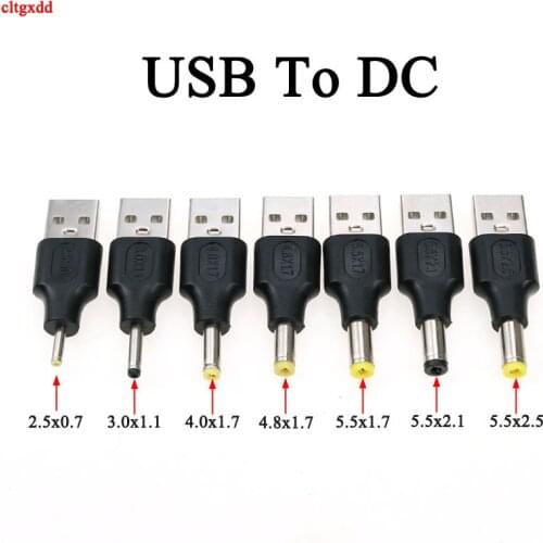 Type A Male USB Power Plug Converter To 5.5x2.5 5.5*2.1 5.5*1.7 4.8*1.7 4.0*1.7 2.5*0.7 3.0*1.1 mm 5V DC Jack Adapter Connector