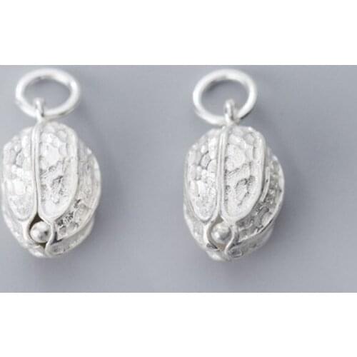 High Quality 925 Sterling Silver Peanut Charms 16mm Cubic Silver Pendants For DIY Jewelry Making Bracelets Earrings Accessories