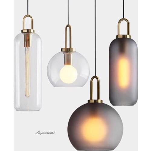 Postmodern Ins Matte Glass Pendant Lights Dining Room Furniture Vintage Copper Hanglamp for Restaurant Kitchen Light Fixtures