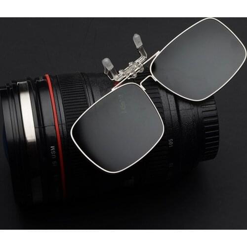 Polarized Sunglasses Lens clip on glasses Night Vision Yellow Women Square Sun Glasses with Clips Unisex Clips