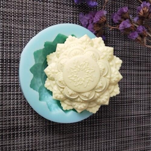 PRZY QT0123 Silicone Mold Fatima Soap Mould Embossed Flower Handmade Soap Making Molds Candle Silicone Mold Resin Clay Mold