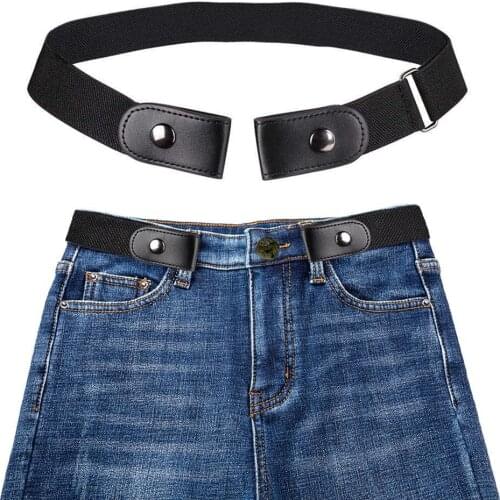 Belts Creative Men Women Invisible Buckle Faux Leather Stretchy Waist Belt Waistband