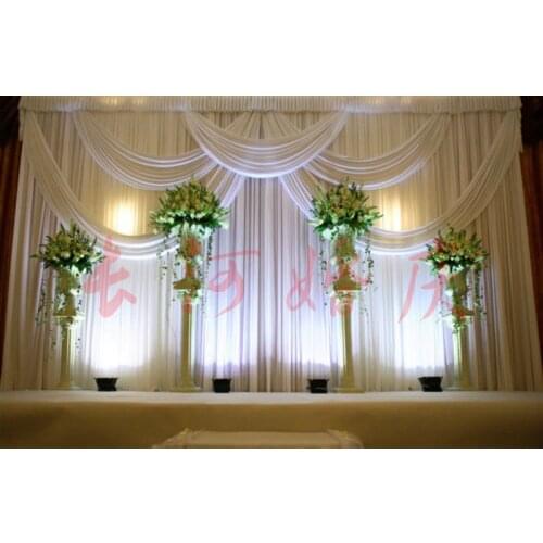 Romantic Luxury White Wedding Backdrop with Beatiful Swag Wedding drapery and curtain decoration