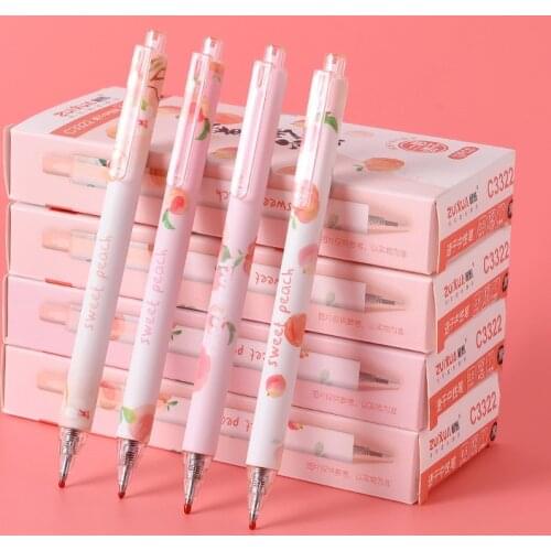 4 pcs/lot 0.5mm Sweet Pink Peach Mechanical Gel Ink Pens Quick Dry School Office Writing Supplies Kawaii Stationeryy Pen