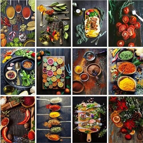 Modern Grains Spices Spoon Peppers Canvas Painting Nordic Posters and Prints Wall Art Pictures for Living Room Home Decoration