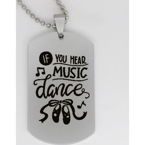 Ufine jewelry inspirational girls' gift pendant army card If you hear music dance stainless steel customed necklace N4208