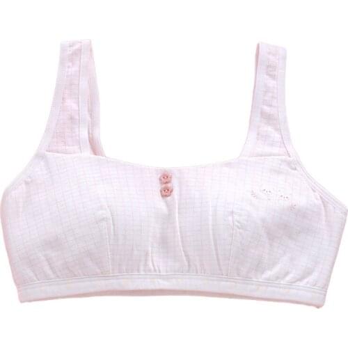 Crop Tops with Sponge Pad Padded Girls Sports Training Bra Soft Underwear for Puberty Teenage Girls Cotton Bra Training Bra