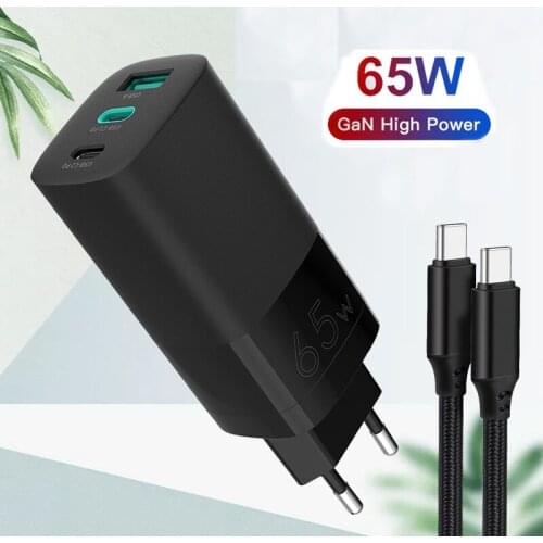 65W GaN Charger USB C Charger Quick Charge 4.0 Type C PD Fast USB Charger For Macbook Pro iPhone Samsung PC Computer Laptop