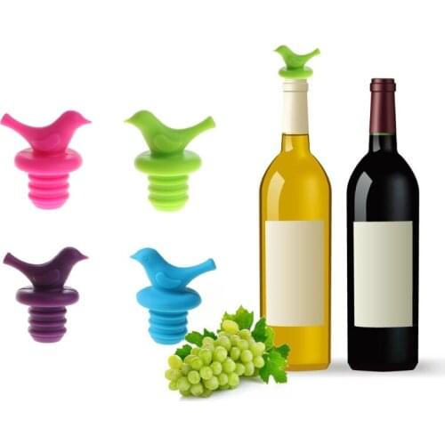 Cute Bird Shape Silicone Vacuum Sealed Champagne Drinks Wine Stopper Bottle Cap