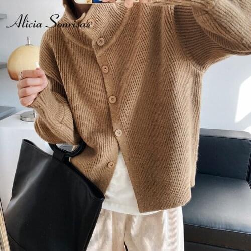 2021 Spring Autumn Sense Niche Short Single-Breasted Sweater Coat Womens Hong Kong Style Spring Long Sleeve Knitted Cardigan