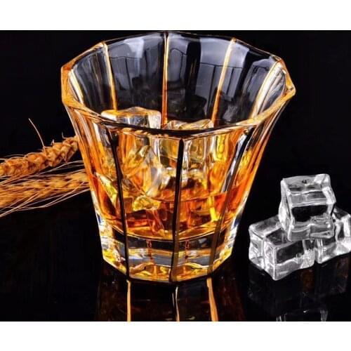 High quality European Luxury Whisky Glass wine cup Creative Crystal Outline In Gold Luxurious Vodka Beer stenis Whiskey cups