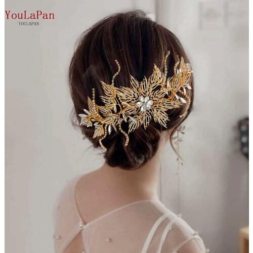 YouLaPan HP380 Luxurious Flower Headband Wedding Hair Accessories Rhinestone Bridal Headband Hair Piece For Wedding Banquet
