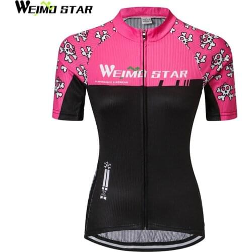 Weimostar Small Skull Womens Cycling Jersey Top Quick Dry Cycling Clothing Summer mtb Bike Jersey Bicycle Shirt Ropa Ciclismo