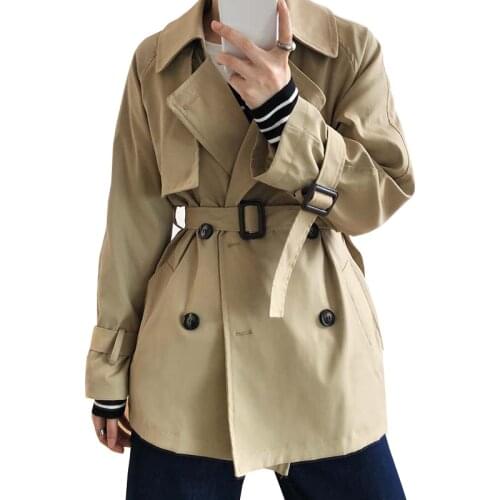 2020 Autumn Mid Length Long Sleeve Turn Down Collar Double Breasted Women Trench Coat Femme Casaco Abrigo Streetwear