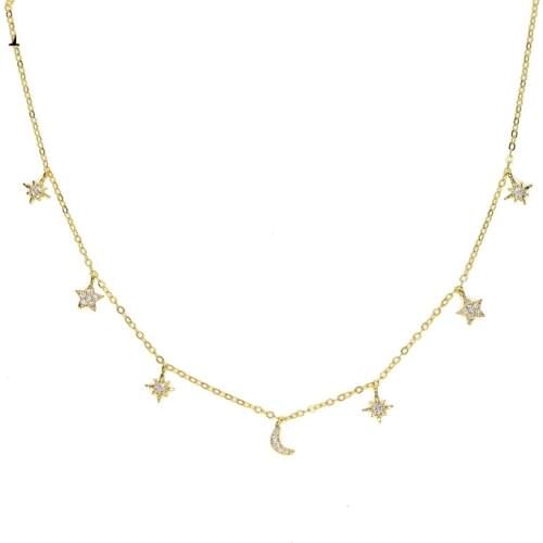 100% 925 sterling silver charm necklace chokers moon star sun tiny minimal cute charm lovely silver girl stunning jewelry gift