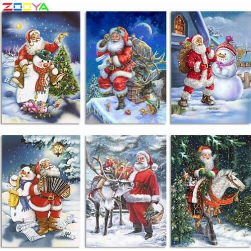 ZOOYA DIY 5D Diamond Painting Santa Claus Diamond Embroidery Christmas Full Square Diamond Mosaic Winter Cross Stitch Home Decor