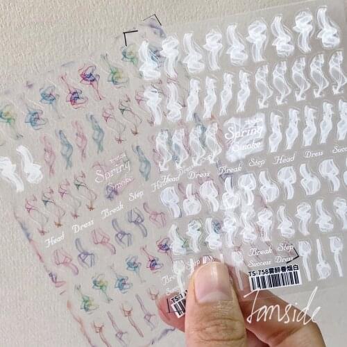 1pc Pink Camellia Nail Sticker Tiger 3D Embossed Butterfly Nail Stickers Water Slide Nail Art Decals Materials TS Sticker 2