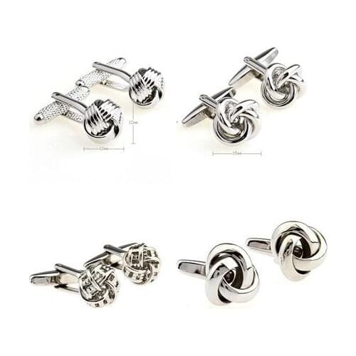 10pairs/lot Classic Silver Twist Knot Cufflinks Twist Flower Cuff Links Wedding Business Shirt Cufflinks Mens Jewelry Wholesale