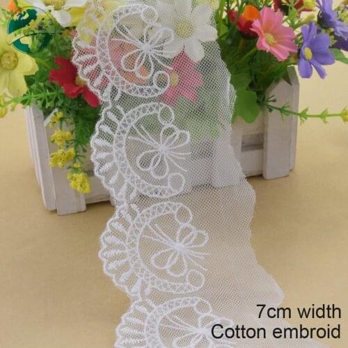 10yards 7cm wide Cotton embroid lace sewing ribbon guipure trim wedding lace DIY Garment Accessories african doll lace#3946